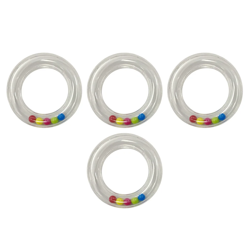 4 Pcs Music Transparent Circle Rattle Baby Childrens Toys Kids Musical Plastic Hand Rattles Wrist Instrument Plaything