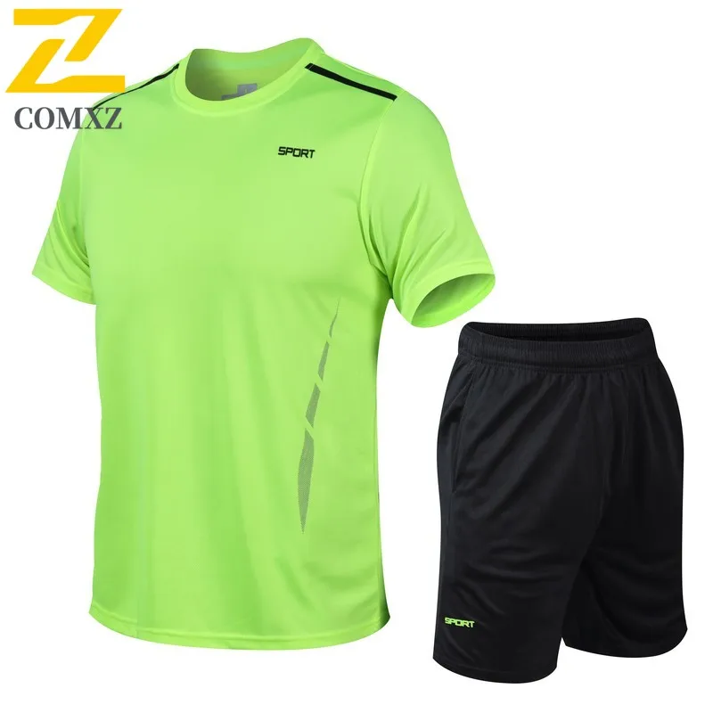 

2026 New Summer Mens Quick Dry Sports Set Short Sleeve Fitness Running Loose Casual Activewear Plus Size Training Wear