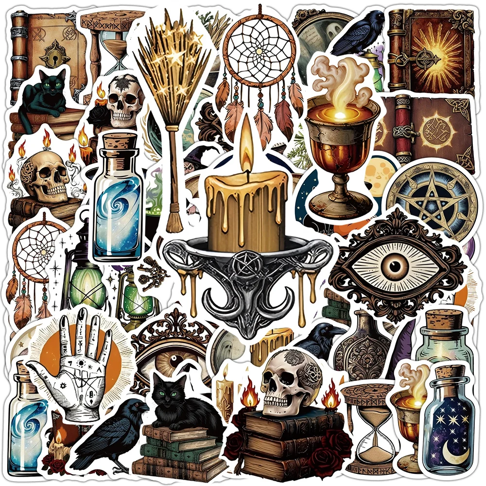 10/30/50pcs Cool Vintage Gothic Horror Witch Stickers Decals DIY Car Laptop Motorcycle Phone Case Bike Waterproof Sticker Label 