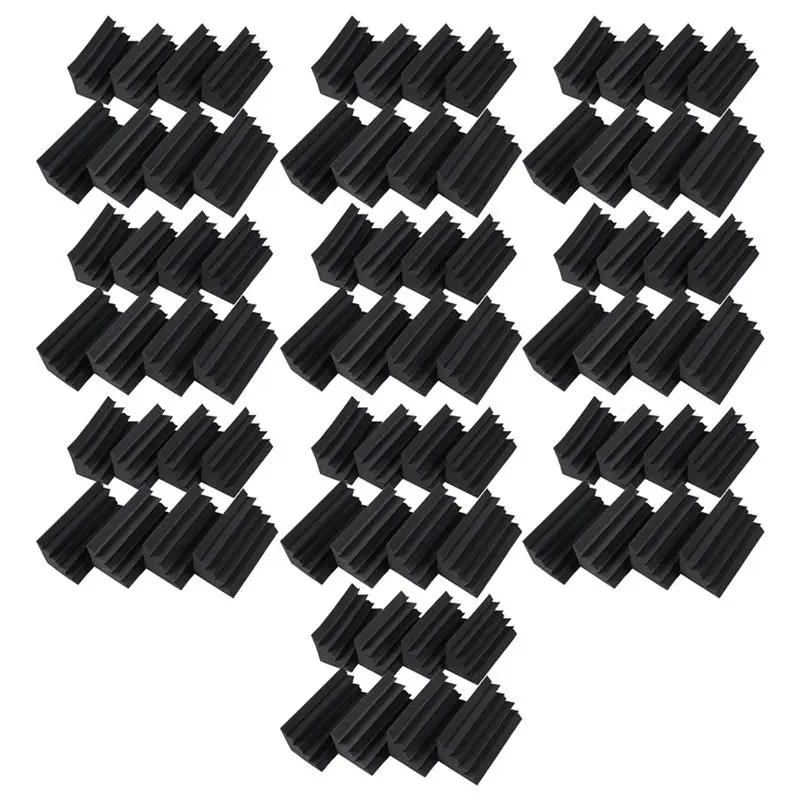 AT05-4.6 In X 4.6 In X 9.5 In Black Soundproofing Insulation Bass Trap Acoustic Wall Foam Padding (80PCS, Black)