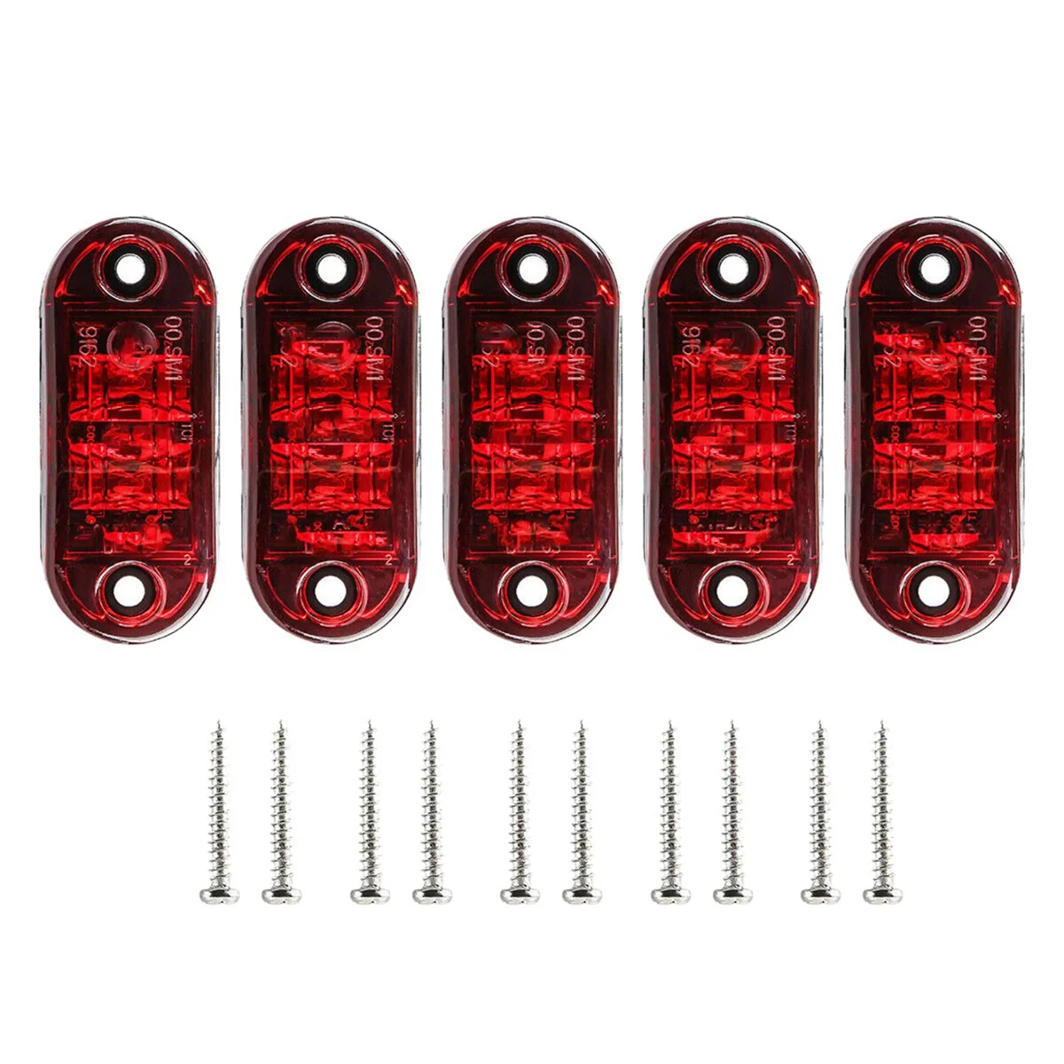 5Pcs Red LED 2.5Inch 2 Diode Light Oval Clearance Trailer Truck Side Marker Lamp