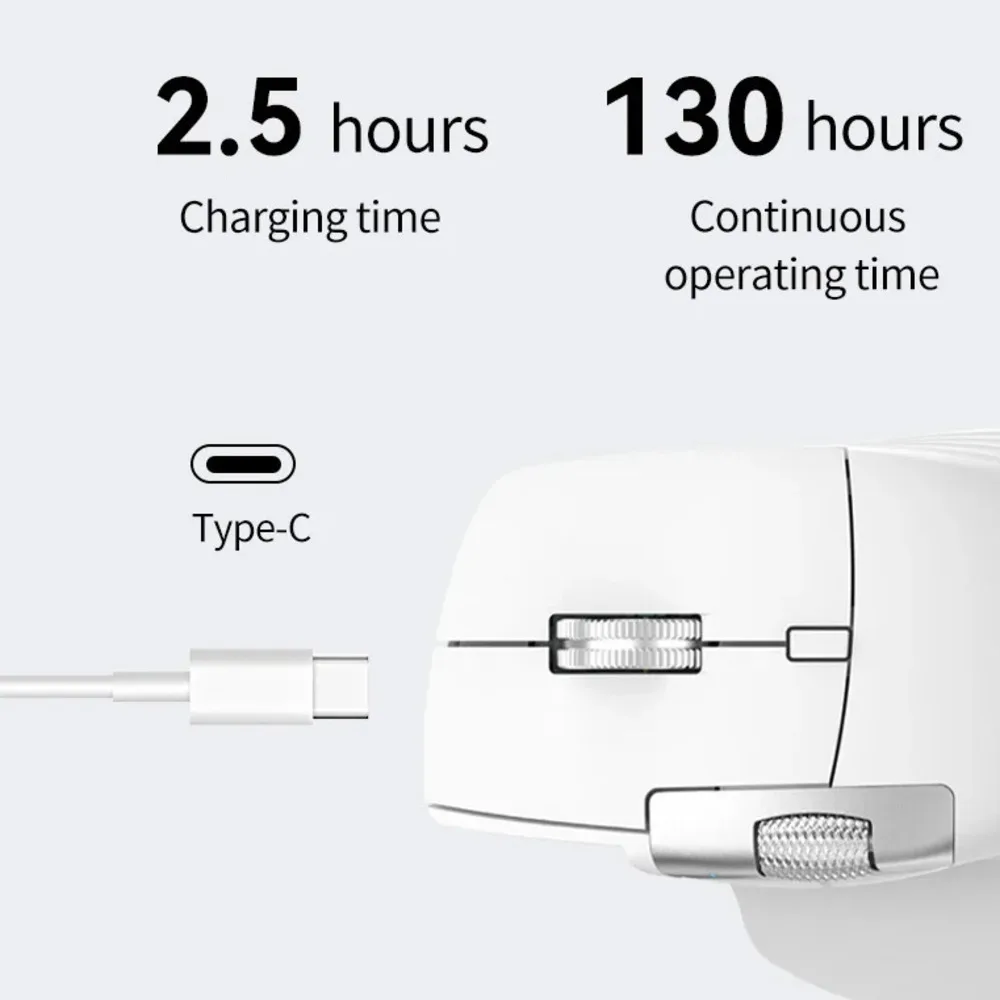 2.4G+Bluetooth Dual-Mode Rechargeable Ergonomic Mouse Wireless Silent Two-Metal Rollers Office Mice For Desktop Laptop PC