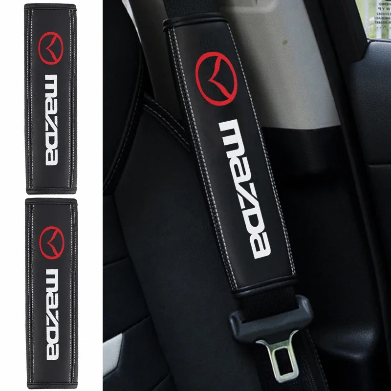 2pcs Leather Car SeatBelt Cover for Mazda CX7 CX5 RX8 Speed Axela BT50 Protege Demio Atenza CX30 MX5 MX6 MX3 323 Accessories