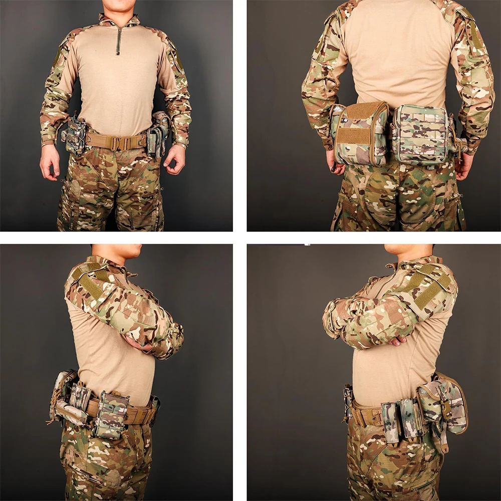 8-in-1 Tactical Battle Belt with Pouches Accessories, Hunting Combat Utility Molle Belts for Outdoor Patrol,Multifunctional Belt