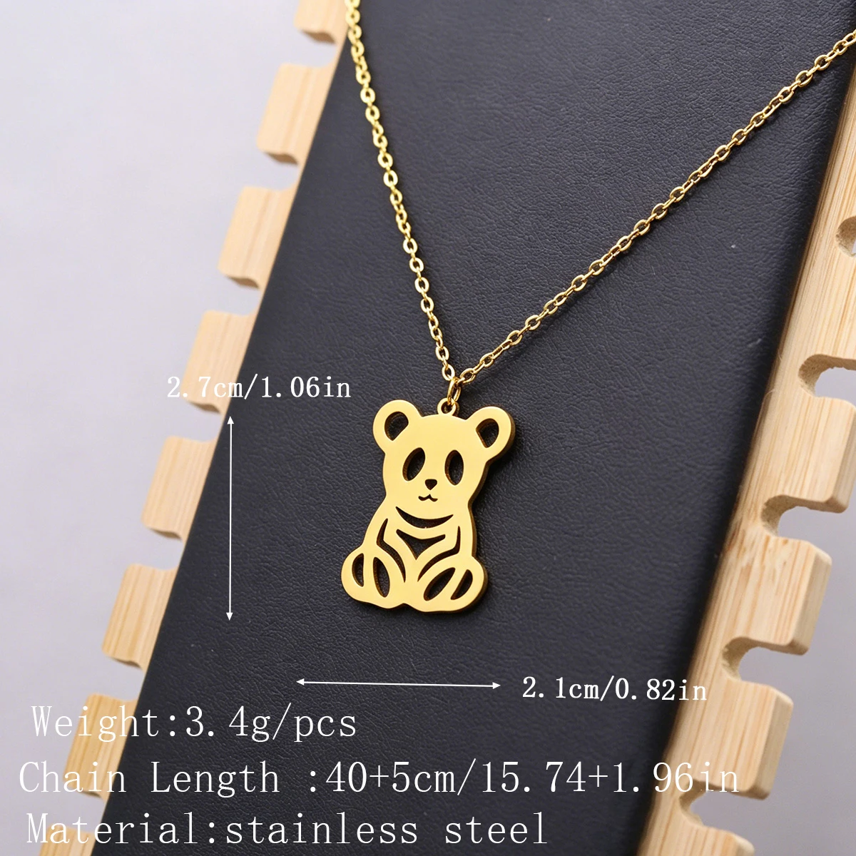 Kinitial Stainless Steel Necklaces Cute Chinese National Treasure Panda Pendant Choker Clavicle Chain Necklace For Women Jewelry