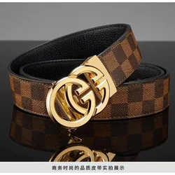 Ceinture de célébrité Internet pour hommes, ceinture d'affaires décontractée, polyvalente, structure automatique, peau de vache haut de gamme, ceinture de Bergame, nouveau