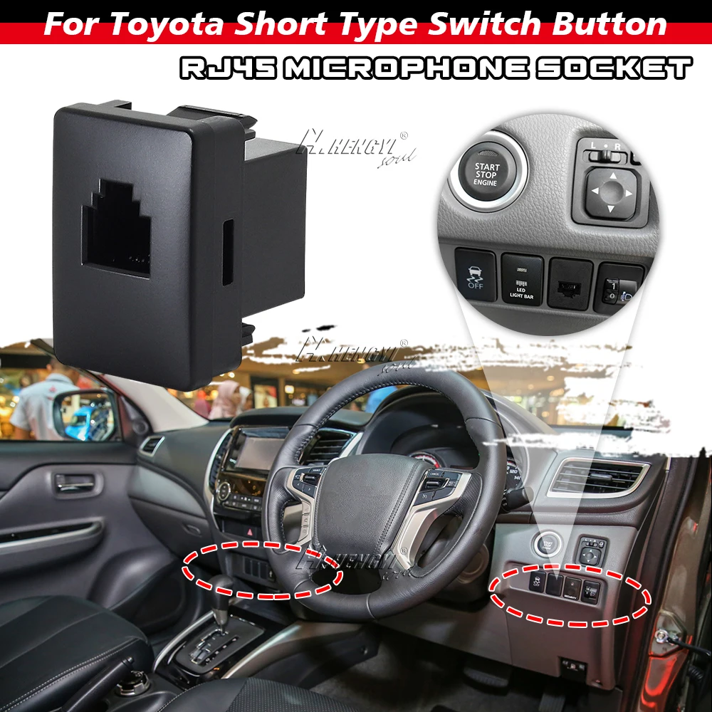 

Switch Button Convert RJ45 8Pin UHF Radio Pass Through Microphone Speaker Port Socket For Toyota RAV4 Kluger Corolla Camry Hiace