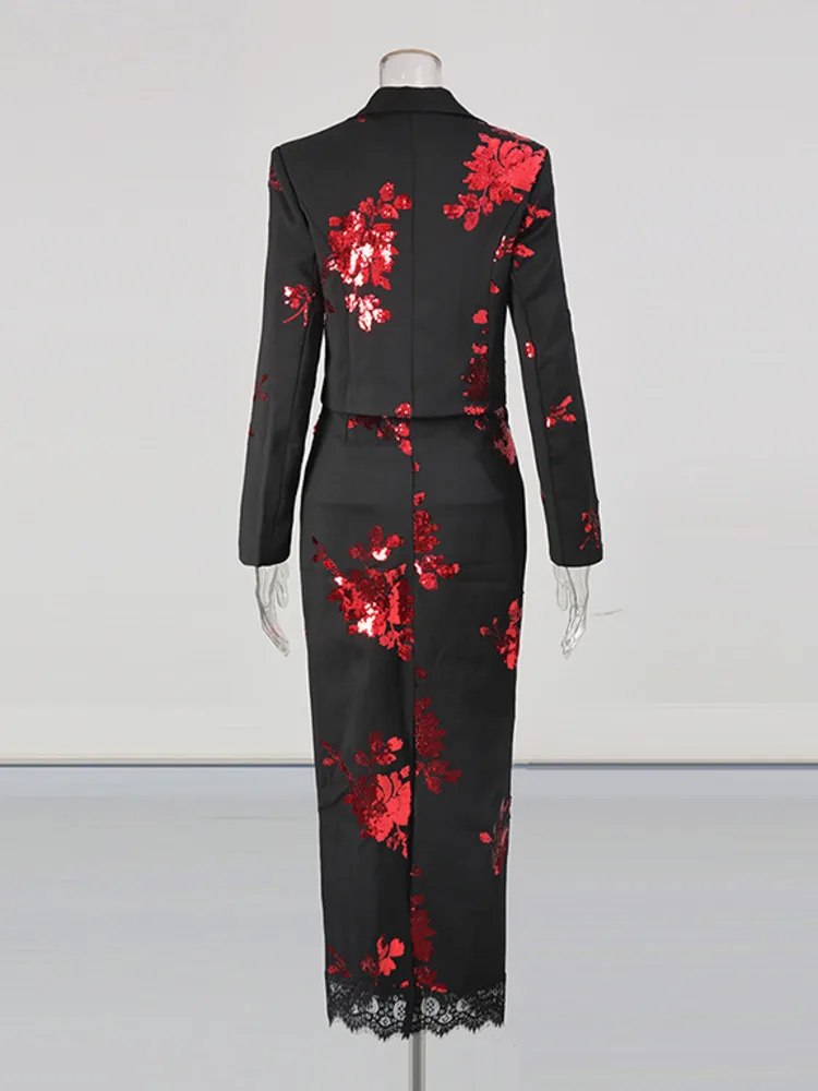 ZMEENNA نماذج جديدة للسيدات مكونة من قطعتين سترة منقوشة بالترتر وتنورة طويلة مجموعة ملابس الحفلات ملابس سهرة أنيقة ZM3937 #3