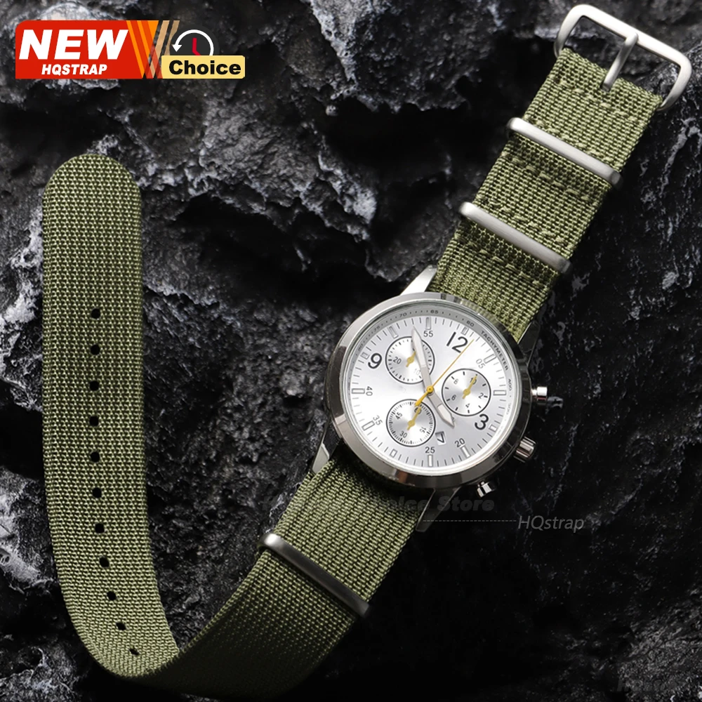 Polished Matte Buckle Nylon for Military Watch Band 18mm 20mm 22mm Universal Replacement Watchband for Omega Women Men Bracelets image 3