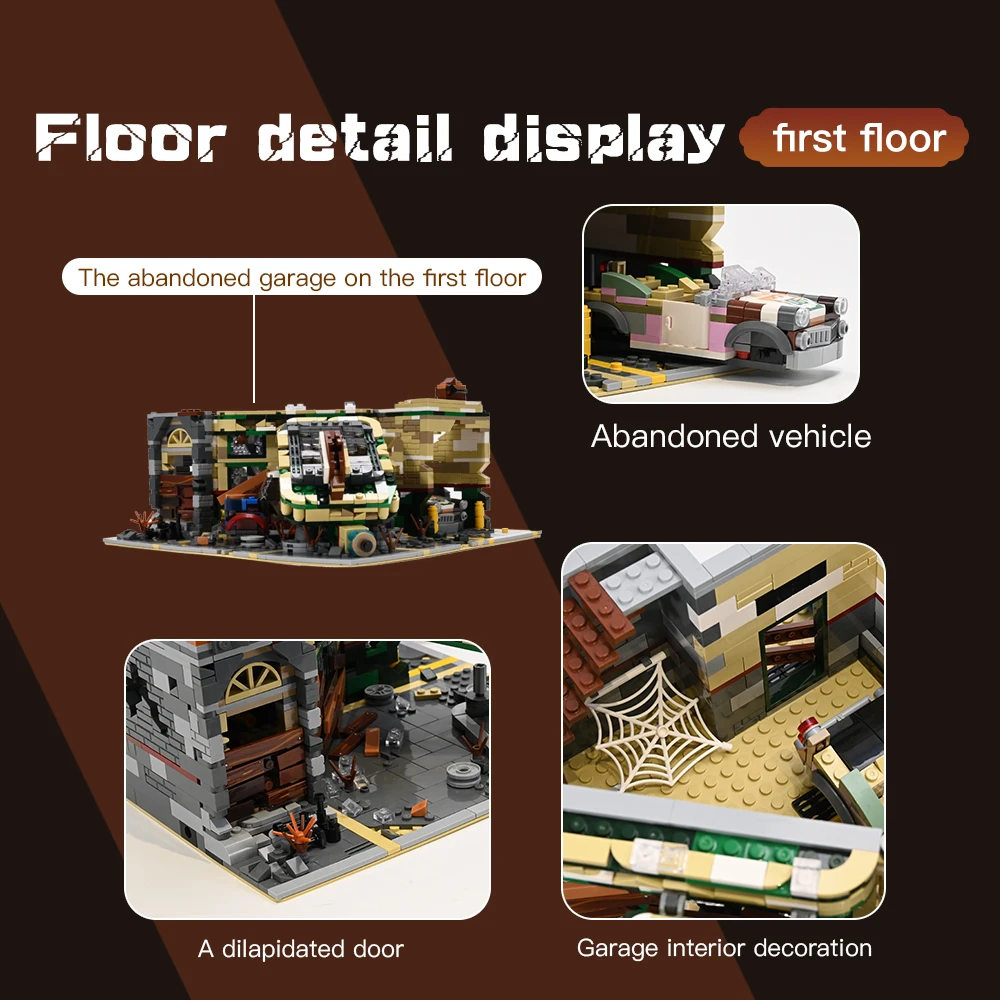 3325PCS Doomsday Corner Garage Movie House Buildings Set 8 figures City Architecture Modular Building Blocks Assembly Model Gift