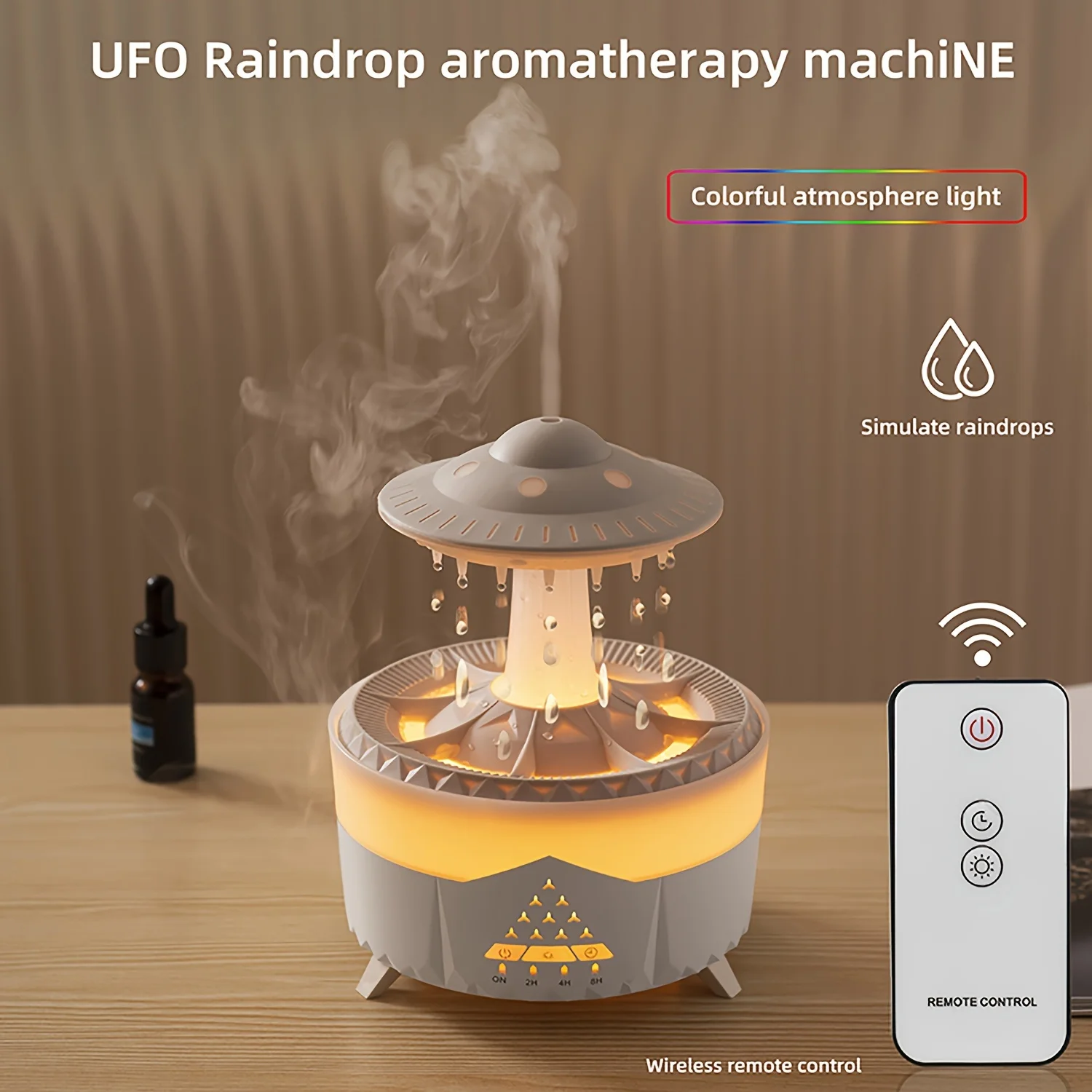 Humidificateur en forme de goutte d'eau simulé, diffuseur d'aromathérapie intelligent de grande capacité, idéal pour la maison, technologie d'atomisation intuitive