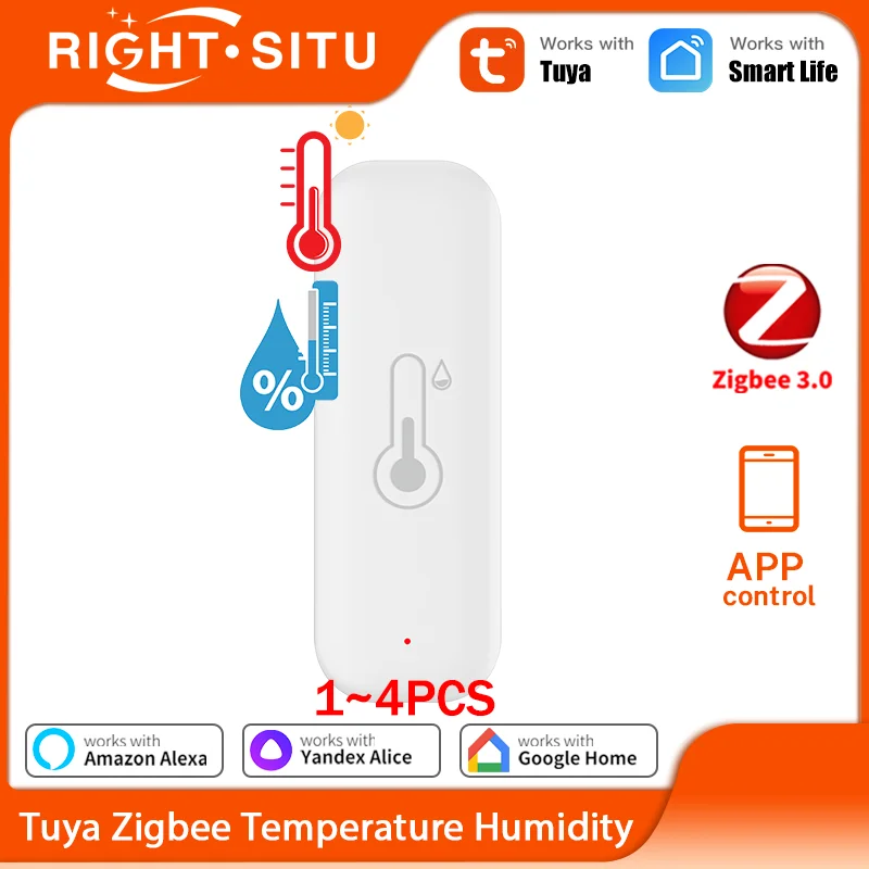 1 ~ 4 stücke Tuya Zigbee Temperatur Feuchtigkeit Sensor APP Fernbedienung Für Smart Home Arbeit Mit Tuya Yandex Alexa ZHA Zigbee2MQTT