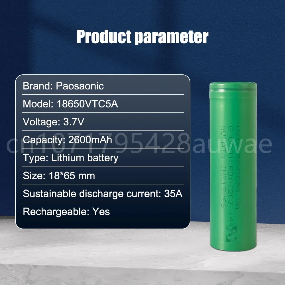 Bateria de lítio 18650 VTC5A 3.7V C5 para instrumentos médicos automotivos 2600mah Bateria recarregável