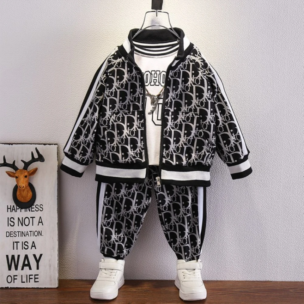 Spring Autumn Teen Tracksuits Children Casual Clothes Suit Baby Boys Zipper Jacket + Pants 2pcs/sets Kids Toddler Suit 2-8Years