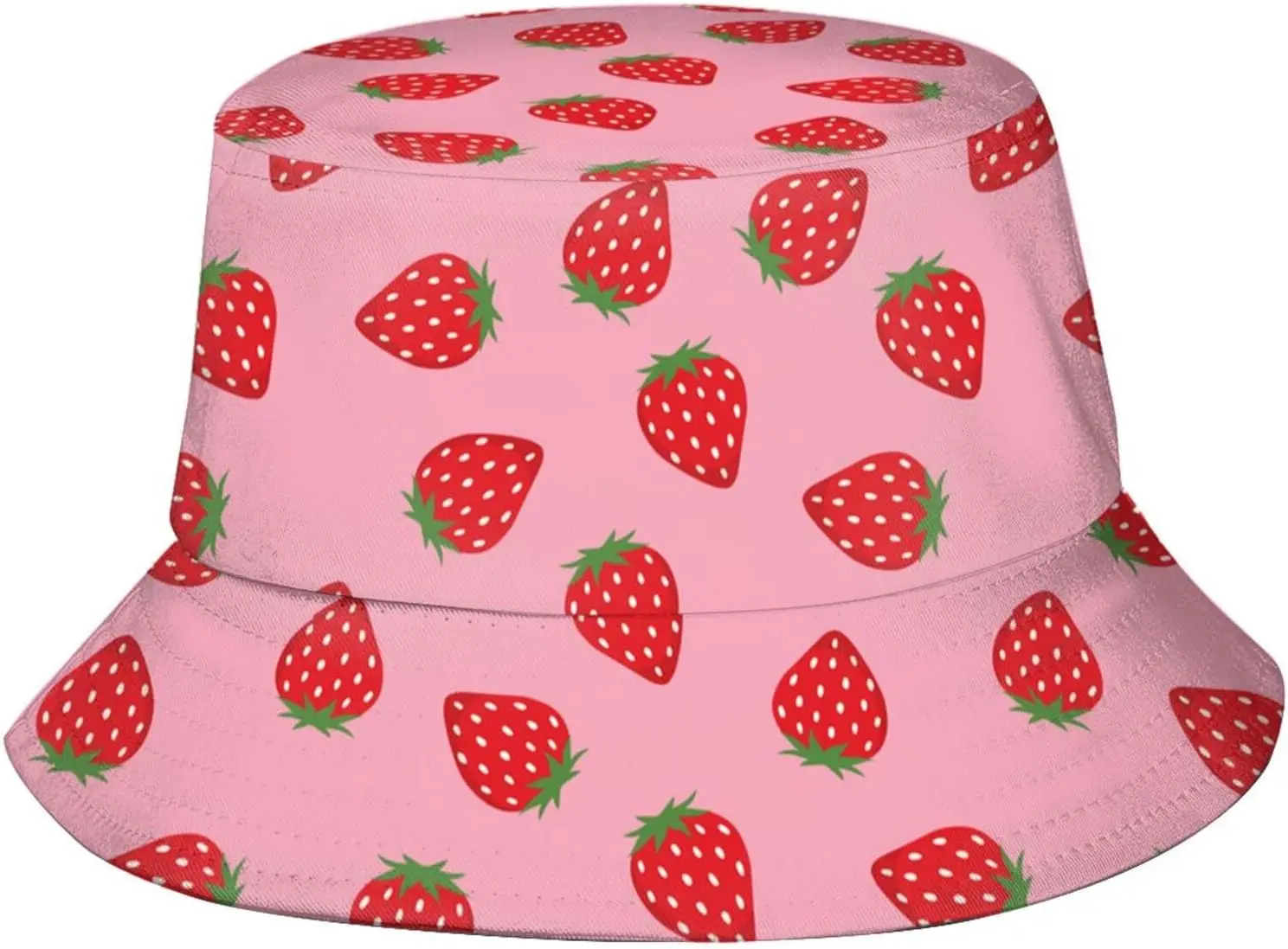 Strawberry Bucket Hat Brim Cap Sun Hat Cute Fisherman Hats Packable Cap Girls Hat for Adults