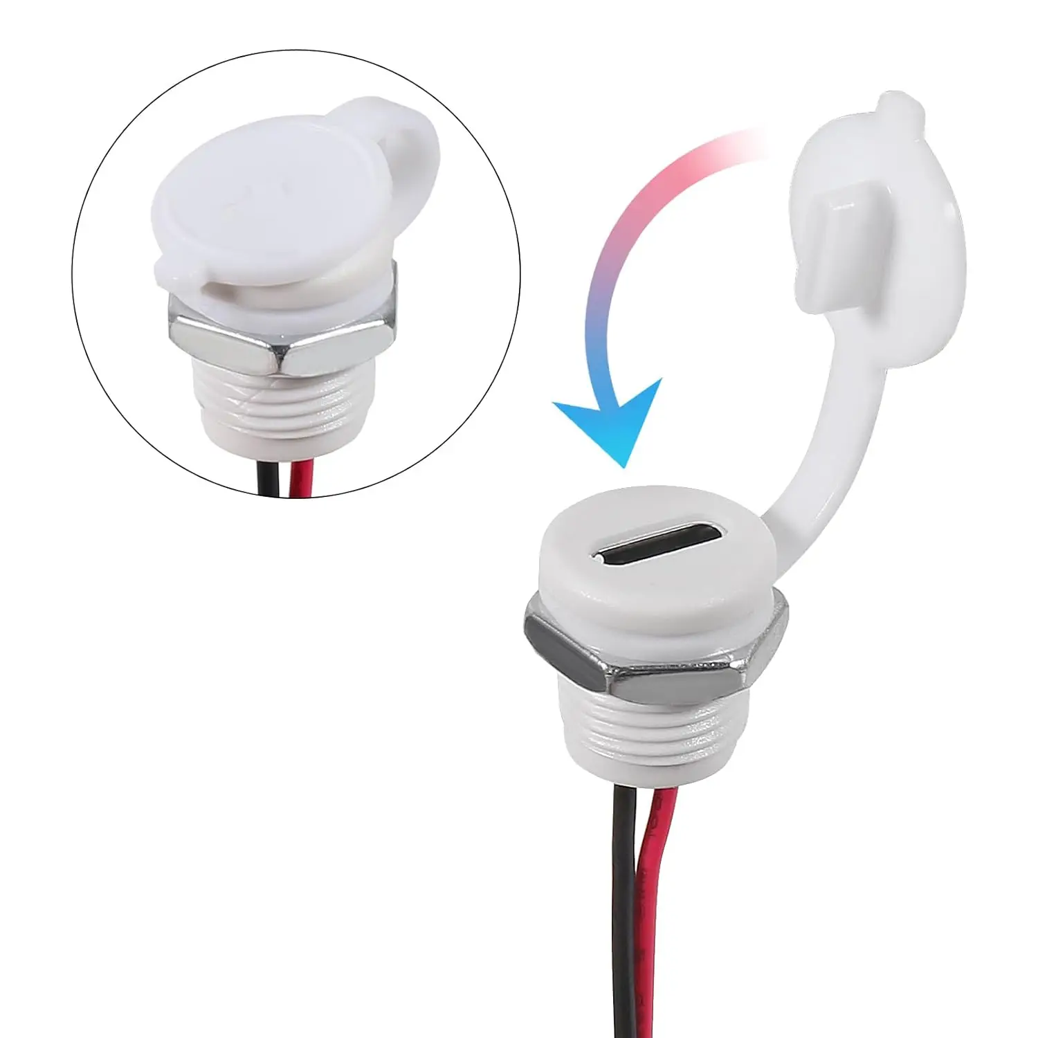 10pcs Type-C Chassis 2 Pin Type-C Socket Connector Waterproof Jack Female Charging Port 3A USB-C Charger Plug Socket