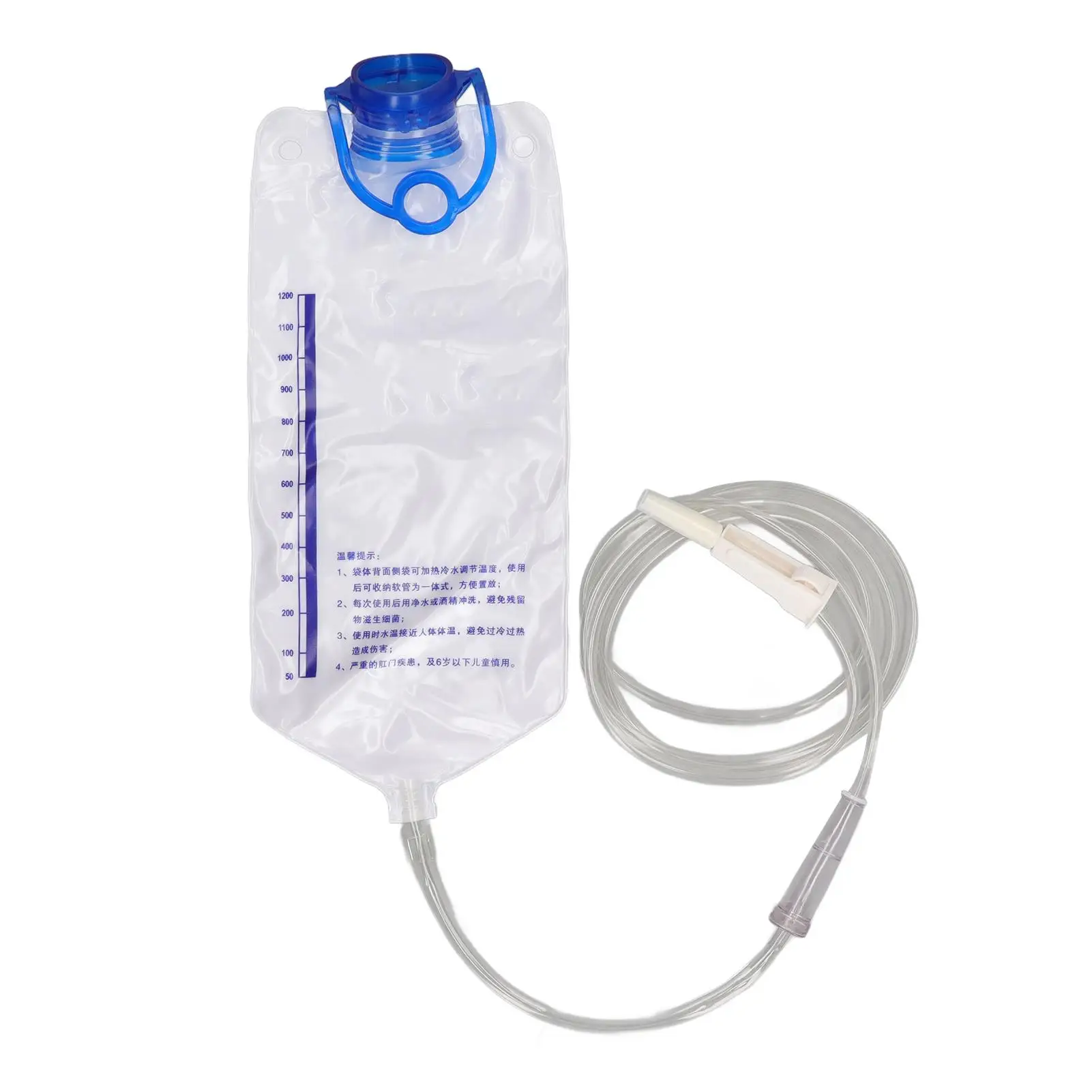 Durable PVC Enema Bag Kit with 74.8in Tube & Large Valve - 1200ml Portable Set for Home Use