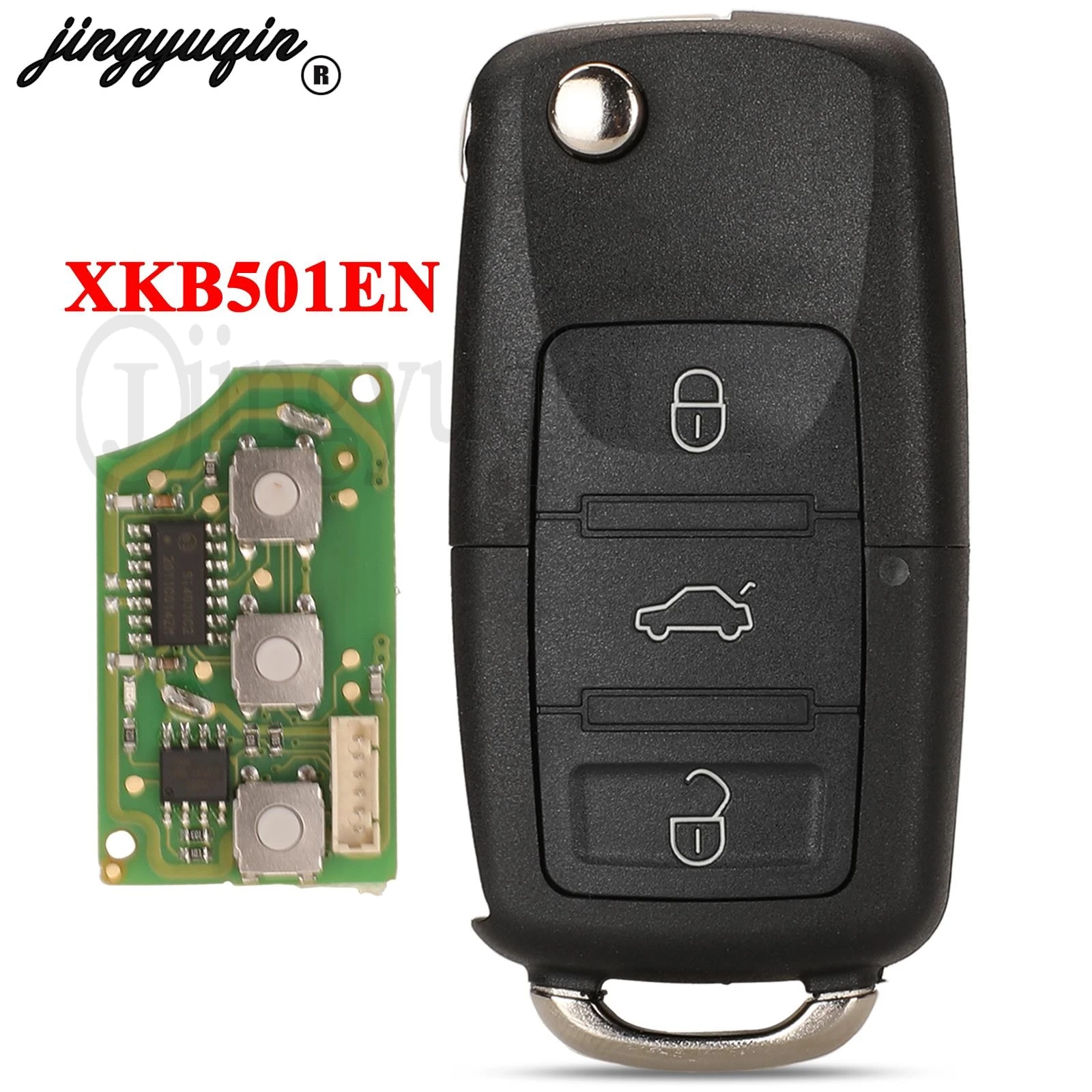 jingyuqin 3 Buttons Xhorse XKB501EN Wired Universal Remote Smart Car Key For VW B5 Type For VVDI/VVDI 2 Fob replacement