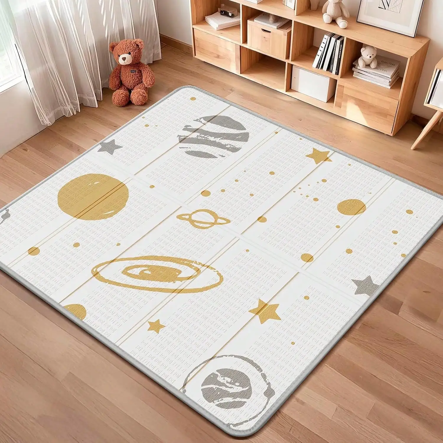 Extra große faltbare Babyspielmatte 50 x 50 Zoll, wasserdichte, wendbare Schaumstoff-Bodenmatte für Bauchzeit und Krabbeln, Kleinkinder