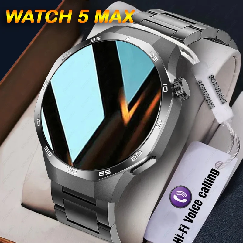 

BOXUXING 2026 New Watch 5 MAX Smart Watch HD AMOLED Screen NFC GPS Tracker Bluetooth Call Health Waterproof Smartwatch Men Women