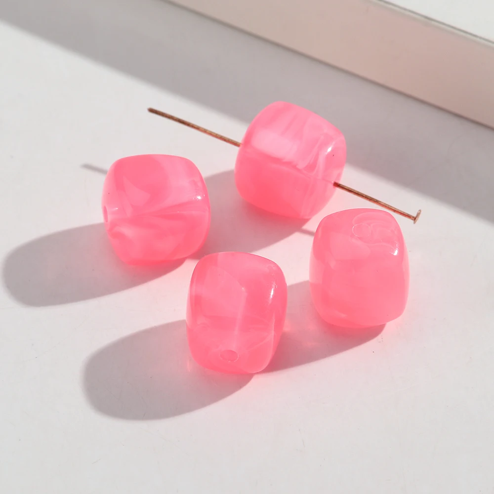 10 stks Marmer Kleur Acryl 16x17mm Vierkante Kubus Vorm Losse Spacer Kralen voor DIY Sieraden Armband Ketting Oorbellen Accessoires