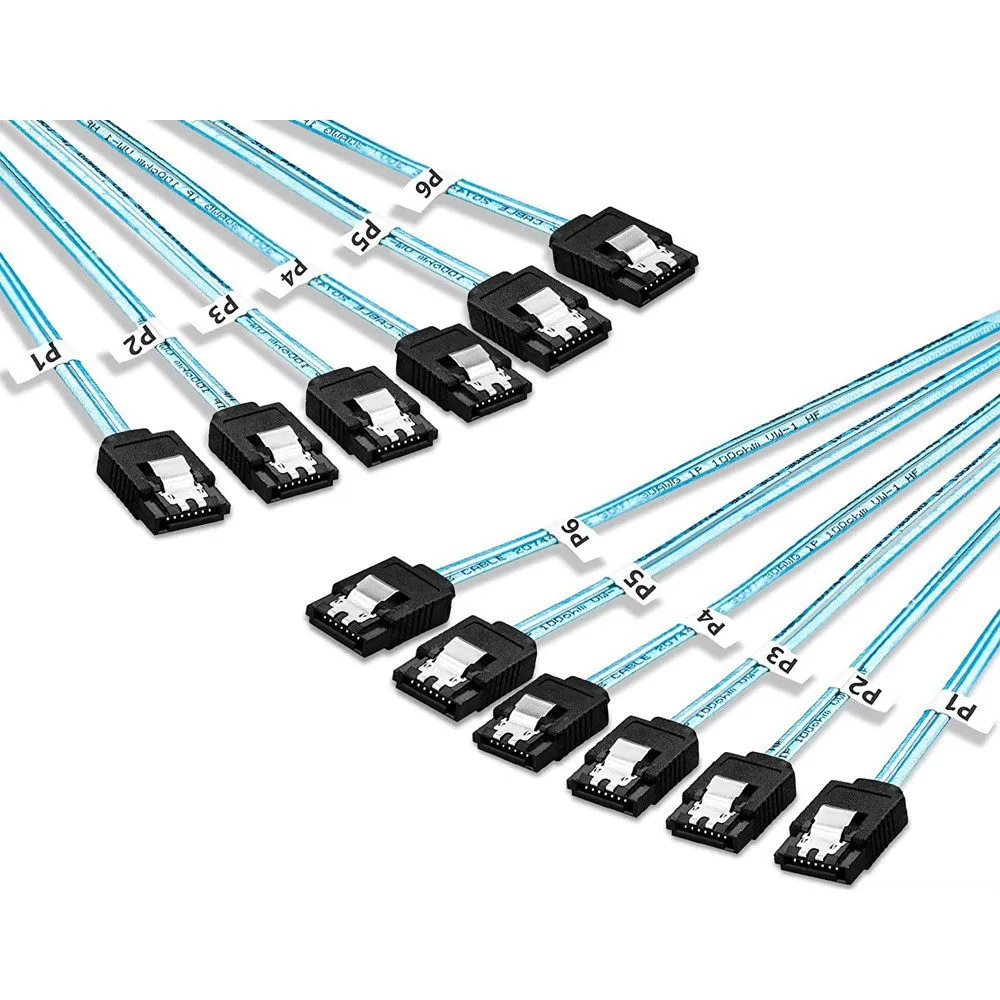 4/6/8 Pcs/Set Sata To Sata Cable 6 Ports/Set SATA 3.0 Date Cable 7 Pin to 7 Pin Sas Cord 12Gbps HDD Cable For Server NAS PC
