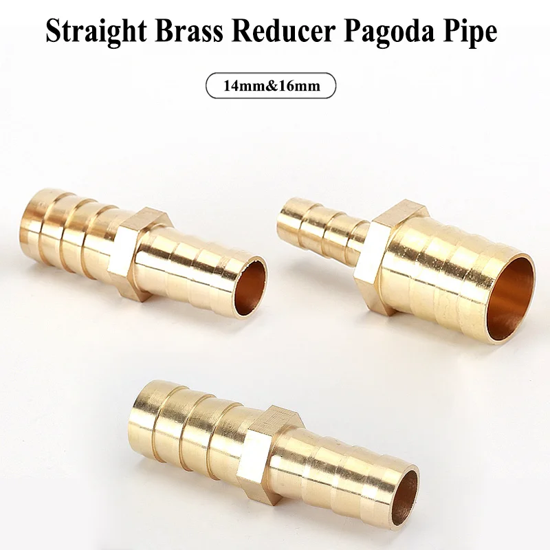 

2pcs Straight Reducer Brass Pipe Connector 14-16mm Hose Barb Pagoda Coupler Garden Drip Watering Pump Quick Coupling For Hose