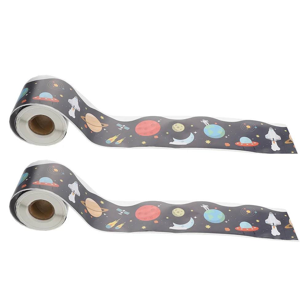 2 Rolls Chalkboard Border Sticker Science Bulletin Borders Sector Space Decorations Stickers for Copper Plate Classroom Outer