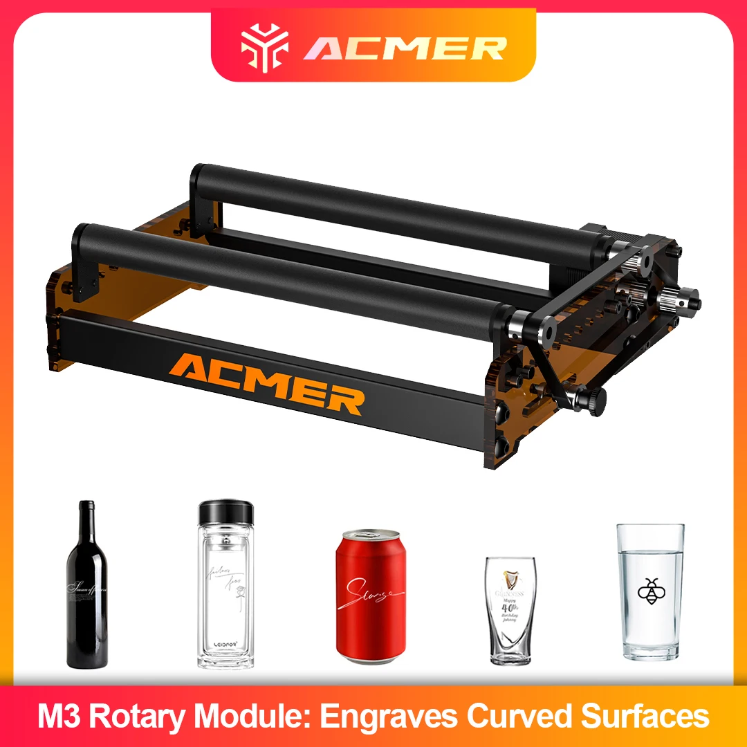 

M3 Rotary Roller Y-axis 360° Rotating 6-164mm Diameter Ideal for Cylindrical Objects & 95% Laser Engraving Machine