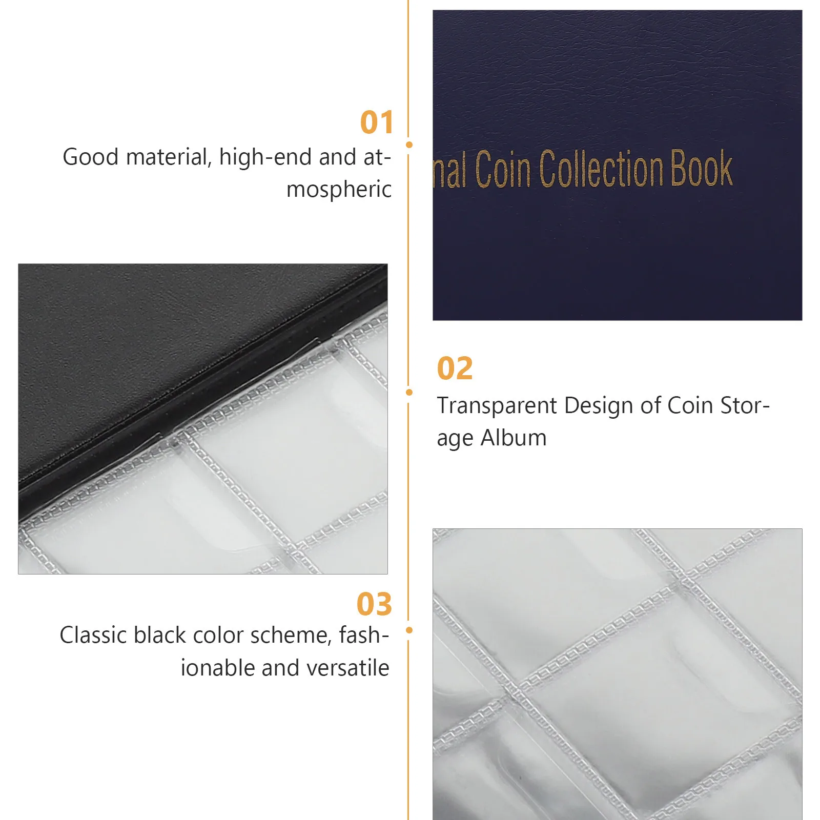 Coin Collecting Storage Album Horizontal Insert Large Slots Safe Materials Coin Organizer Holder Book Coins Album