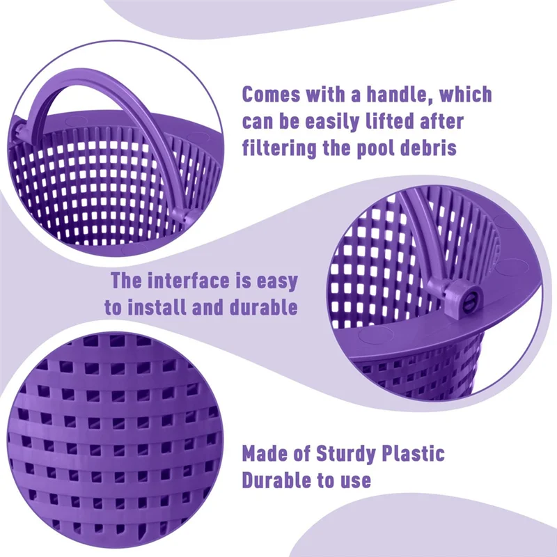 

AT63-2Pcs Pool Skimmer Basket With Handle,Leaves Removal Swimming Pool Filter Replacement Basket For Swimming Pools Cleaning