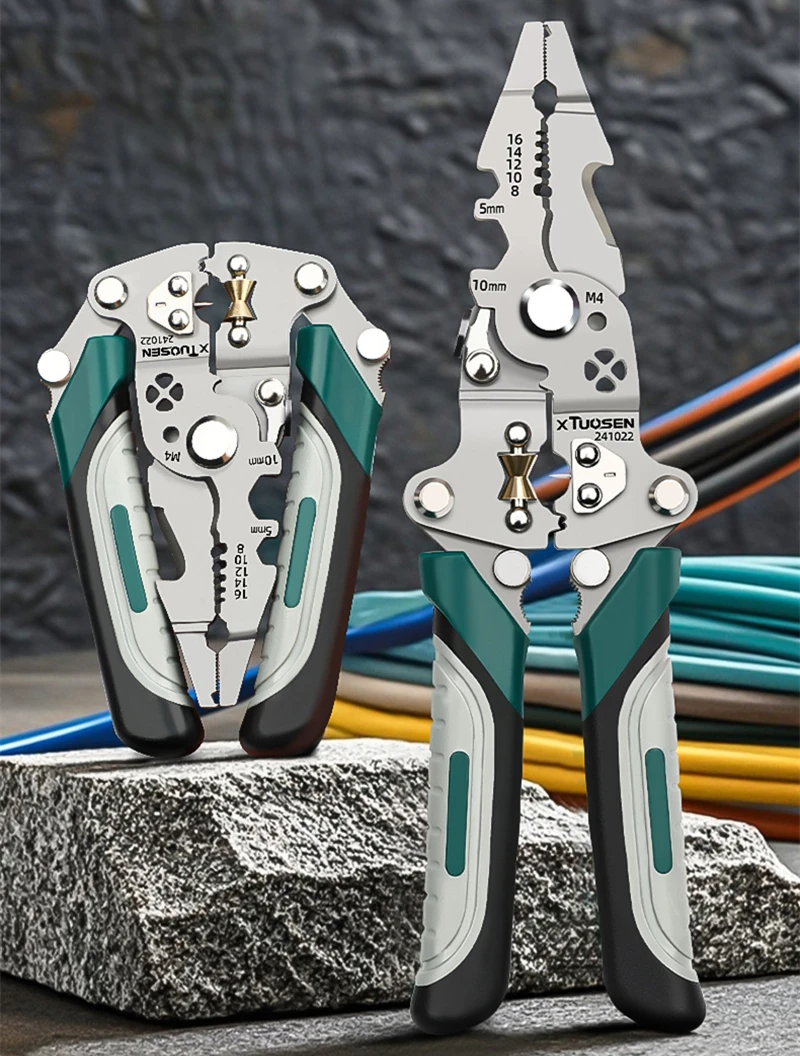 

Складной инструмент для зачистки проводов, дизайн шкива, многофункциональный электрик, разделитель проводов, плоскогубцы для намотки проводов, обжимные клещи, ручной инструмент