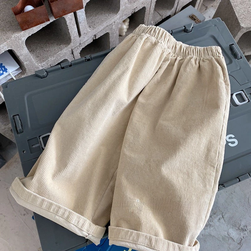 Casual Pants 2023 Spring New Korean Children's Boys and Girls Corduroy Nine-minute Pants