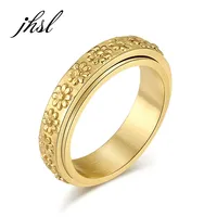 JHSL Rotatable Rotated Men Rings Stainless Steel Silver Gold Color Fashion Jewelry Wholesale US Size 5 6 7 8 9 10