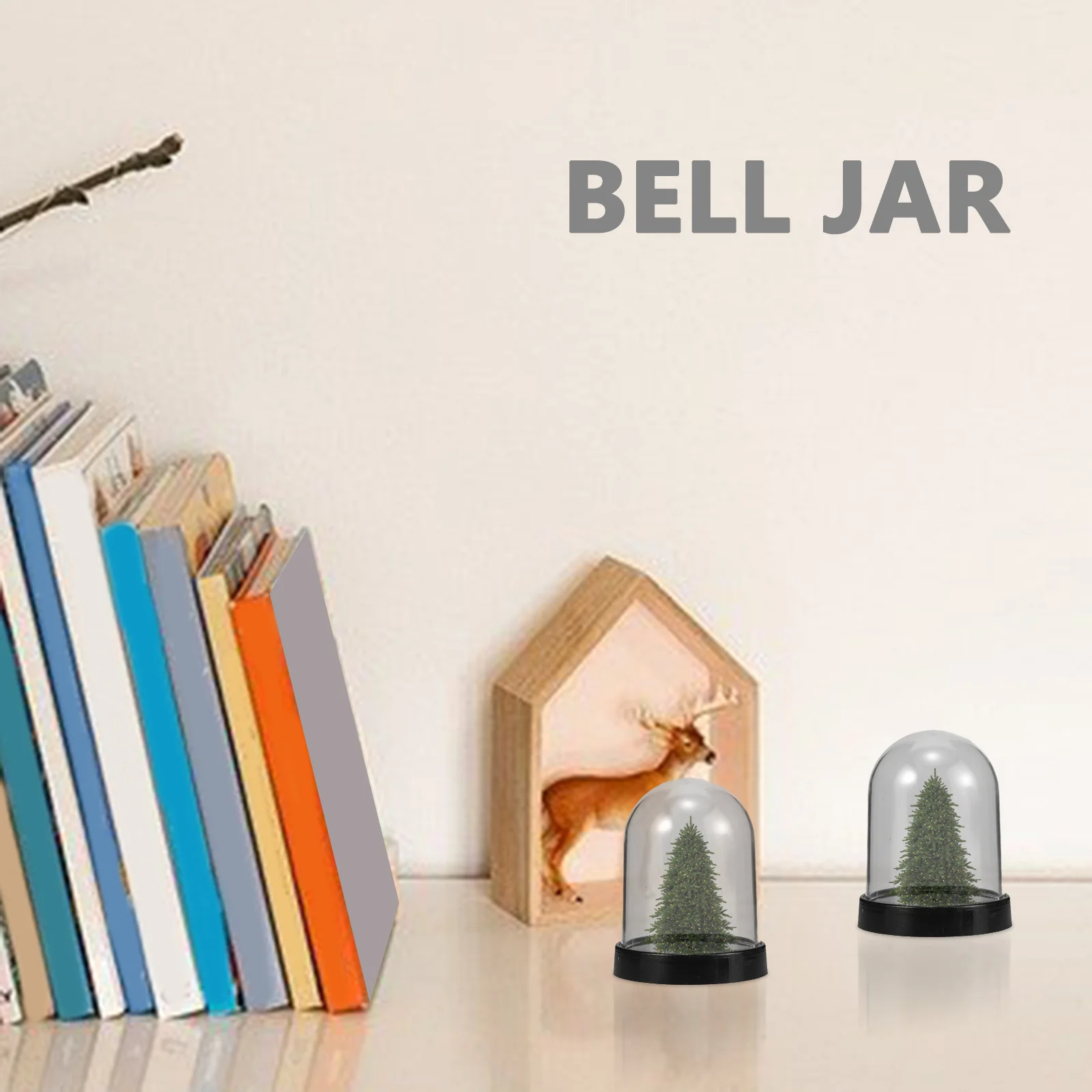 

5Sets Glass Bell Jar Display Dome High Transparency Plastic Cloche for Flowers Miniature Showcase Cover Decorative Dried