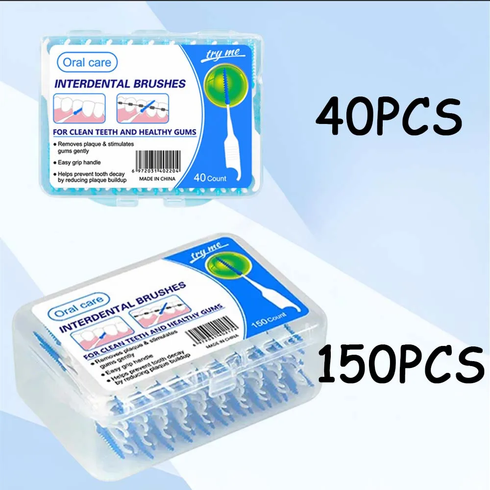 

Soft Silicone Dental Floss Picks Interdental Toothbrushes 150 40pcs Teeth Cleaner Plaque Removal Between Gums Oral Care Supplies