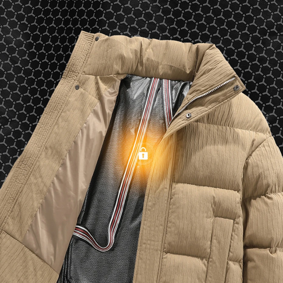 Autumn Winter Padded Jacket Men Stand Collar Parkas Fashion Casual Solid Color Parkas Male