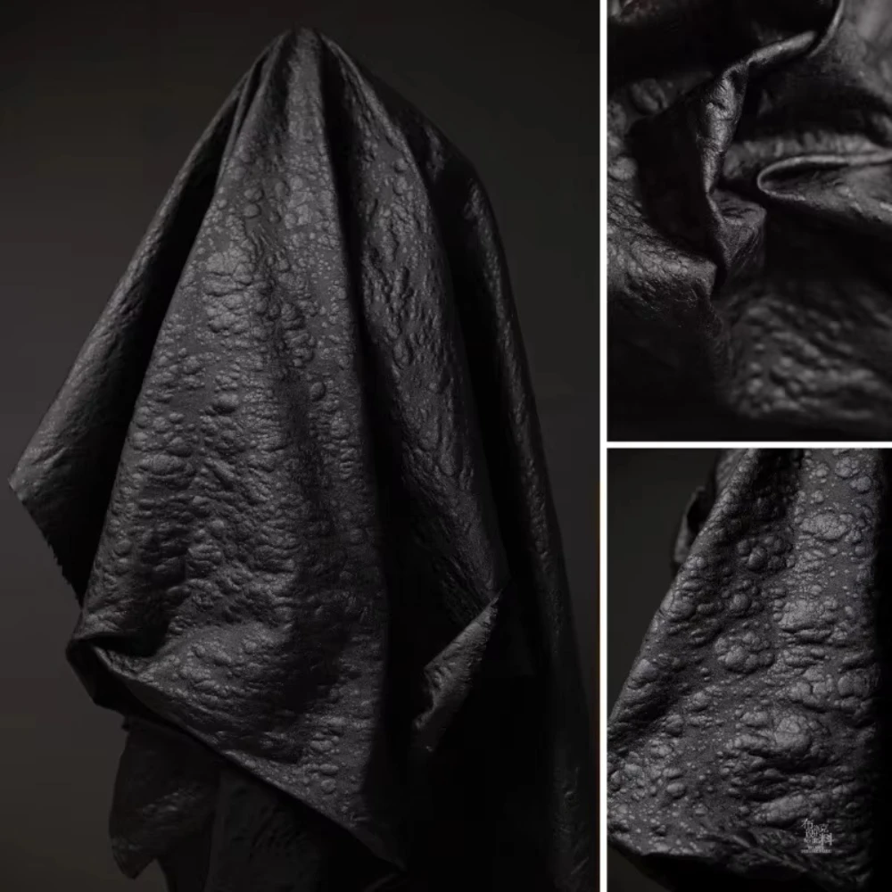 

Black Bubble Imitation Leather Fabric for Diy Sewing Stage Background Decoration Design Coat Artist Fabrics Fashion Cloth