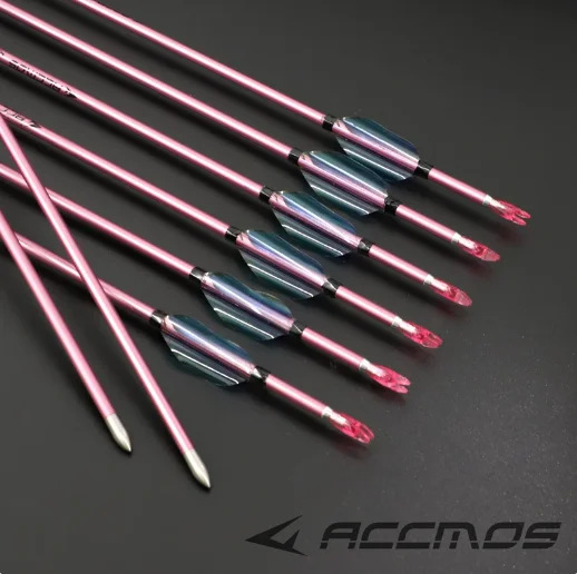 ACCMOS 6/12/18ps New Pure Carbon Arrow ID 4.2mm Spine 500 600 700 800 900 1000 with Spin Vanes for Recurve/Compound Bow Arrow