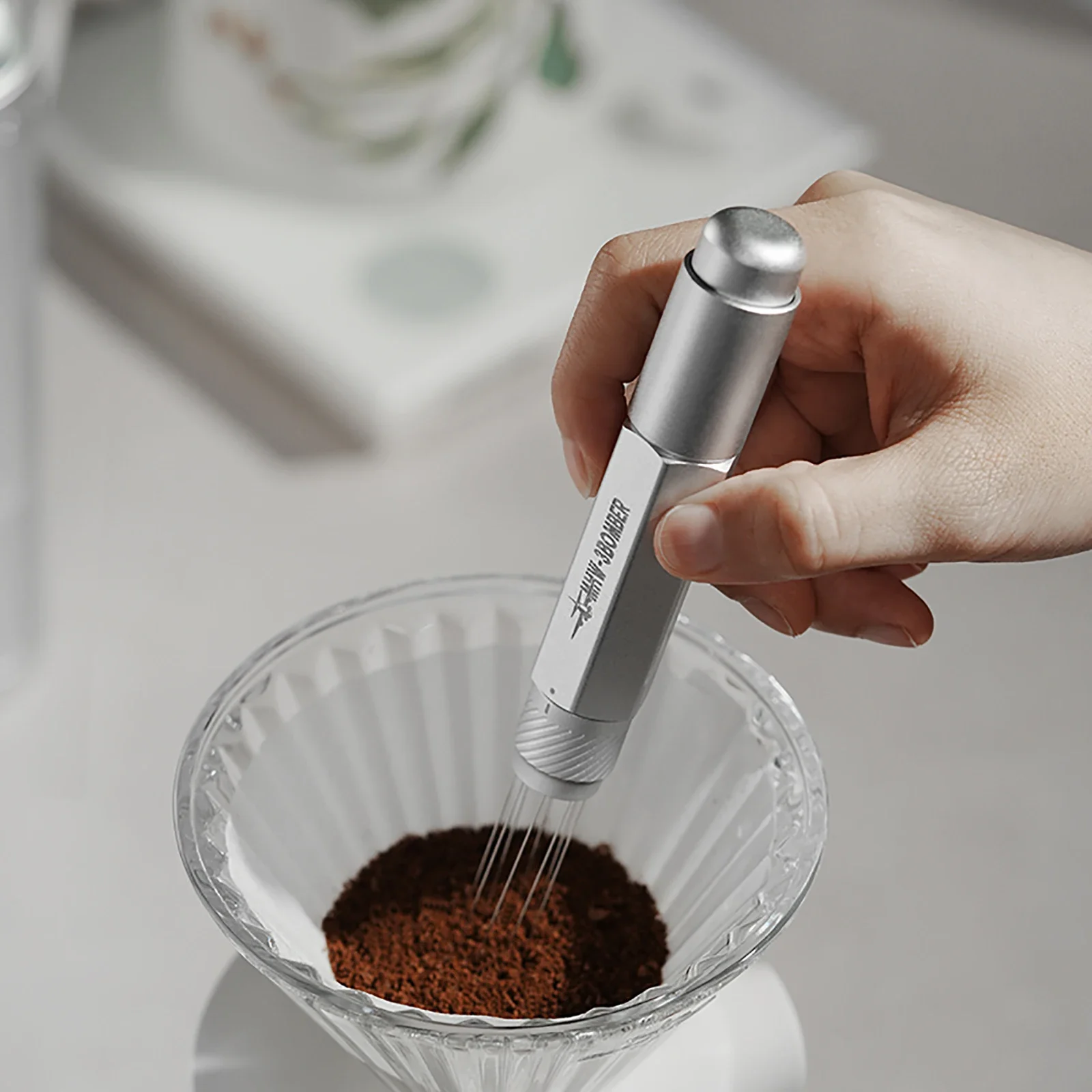 أداة MHW-BOMBER WDT أدوات توزيع الإسبريسو مع 8 إبر إضافية لملحقات قهوة بتصميم تلسكوبي لتحريك الإسبريسو