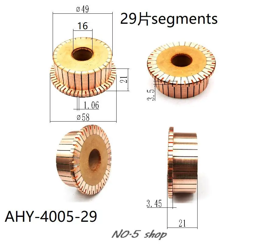 5pcs 49x16x21(21)x29P Copper Bars Electric Motor Commutator