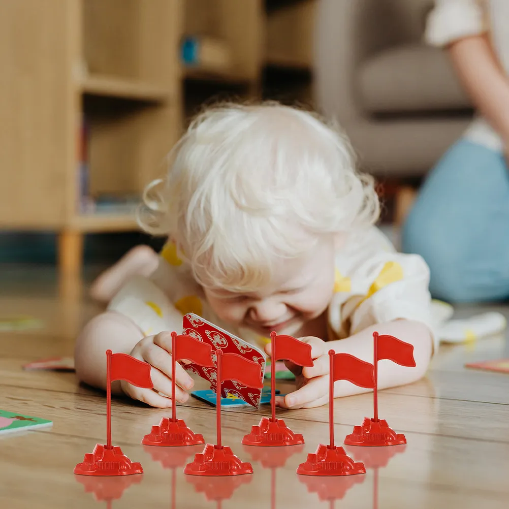 30Pcs Sand Table Red Flag Solid Plastic Red Flags Miniature Scene Decor DIY Military War Game Strategic Markers Desktop Display