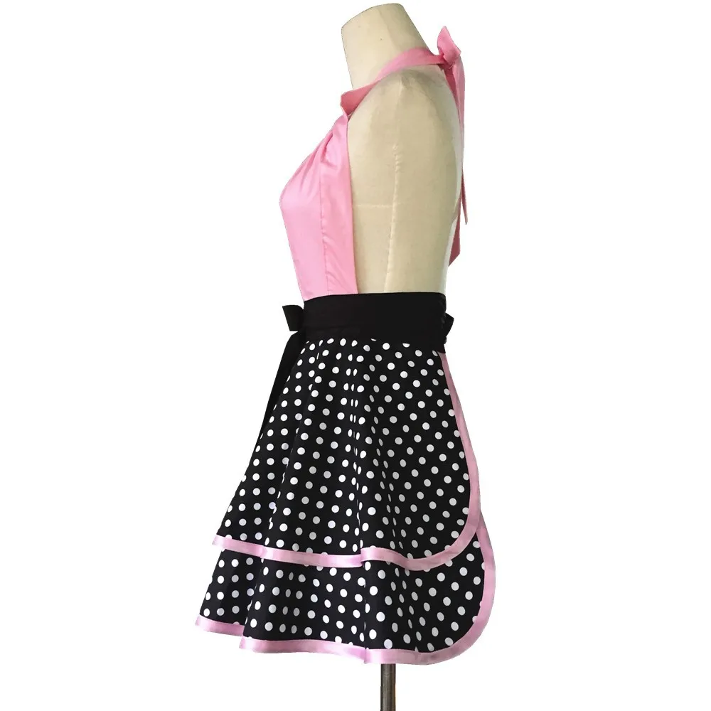 Cotton Dot Printed Apron Kitchen Cooking Painting Manicure Baking Maid Work Dress