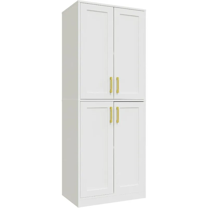 

Шкаф для хранения, кухонная кладовая с дверцами и полкой, высокий шкаф для хранения вещей для ванной комнаты, гостиной, прихожей, белый