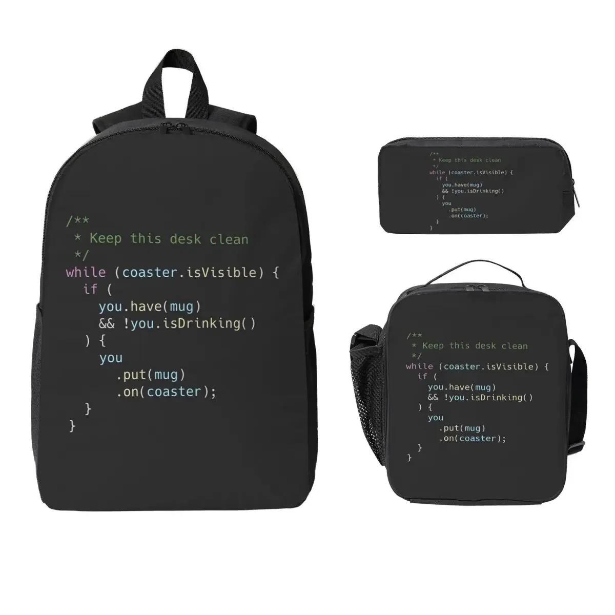 The Perfect Coaster For Programm Backpack Boys Girls BookBag School Bag Laptop Shoulder Bags 3ps Insulated Lunch Bag Pencil Case