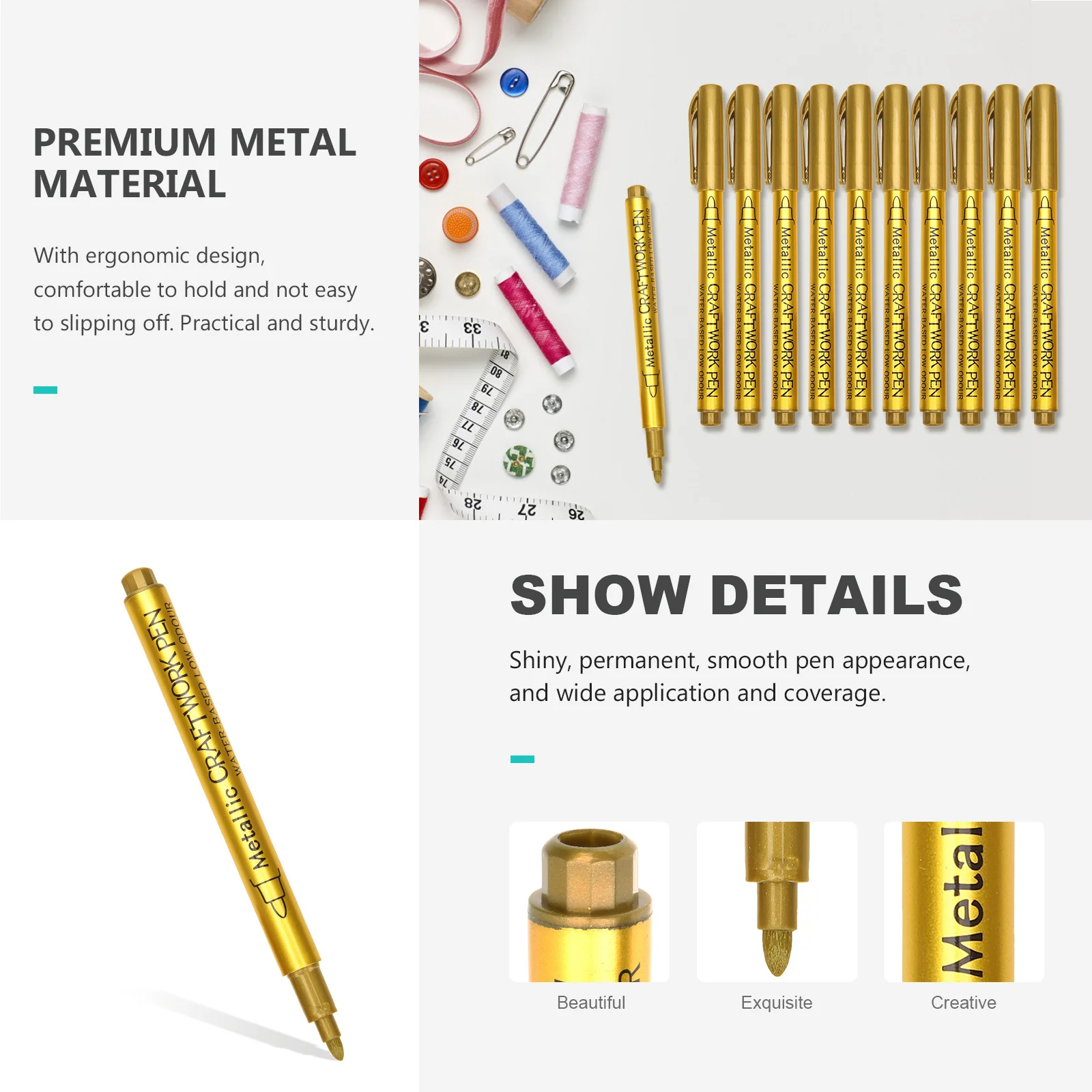 10Pcs Oil Based Paint Pens Metallic Paint Markers for Fabric Ceramic Smooth Fast Drying Blue Ink Pens Fine Point