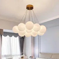 Glass Lampshade Moon Ceiling Pendant Lamp Living Room Bedroom White Ball Ceiling Light Hotel Chandelier Room Decor Mood light