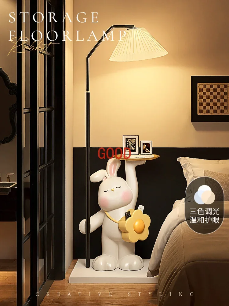 

Rabbit floor lamp bedroom bedside table integrated shelf lamp