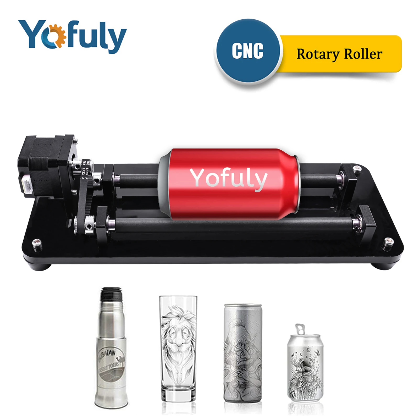 Yofuly Y-axis Rotary Roller For Laser Engraving Machine CNC Three Gear Adjustment Rotary Roller for Cans Cylinders Glass Cup