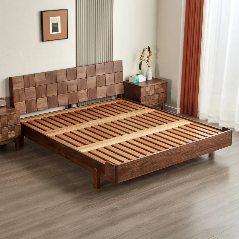 

North American Black Walnut Bed Double Bed Solid Wood Modern Simple